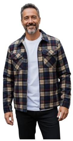 Raff&Taff Camicia da boscaiolo, in flanella, termica, a quadri, foderata, Multi(01), L