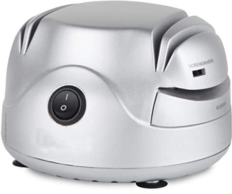 Afilador de cuchillos eléctrico. Potencia 60W. Sistema de afilado de piedra de 2 etapas para cualquier hoja no serrada. Afila y rectifica cuchillos de filo liso. Afila tijeras.