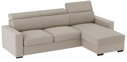 ALFASOFA Divano Tirana con Chaise Longue, Colore Taupe 15/03