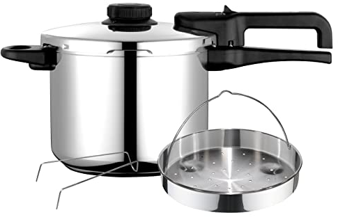Fagor Dual Xpress Olla a Presión 8 Litros, Inducción, Express Super Rápida, Acero Inox. 18/10, Todo Tipo Cocinas, Fondo Termodifusor, Regulador de Presión, 5 Sistemas Seguridad, Incluye Cestillo