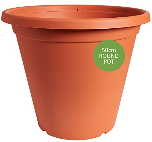 Clever Pots Kunststoff-Pflanztopf, 50cm Außen- oder Innentopf mit Entwässerungslöchern, leichtes und wetterfestes Pflanzgefäß für Blumen und Pflanzen, ideal für Garten, Terrasse & Veranda, Terrakotta