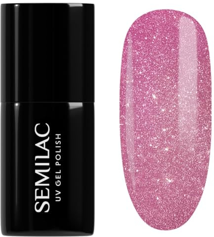 Semilac UV Nagellack 331 Blink Pink 7 ml – Cat Eye Effekt, mädchenhaftes Rosa mit violettem Schimmer – Cat-Eye-Kollektion