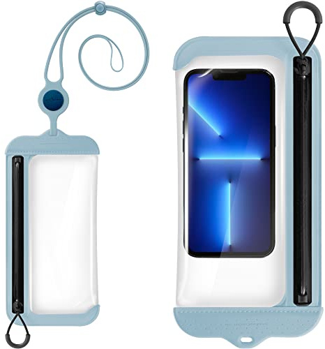 Bone vattentät mobilskal, IPX8 vattentät mobiltelefonväska för simning dykning bad skidåkning, vattentätt telefonfodral under vatten kompatibel med iPhone Samsung Galaxy – Lanyard (Morandi blå)