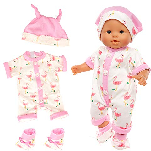 Miunana Kleidung Bekleidung Outfits für Baby Puppen, Puppenkleidung 35-43 cm, Overall Hut Socke für Baby Little Puppen