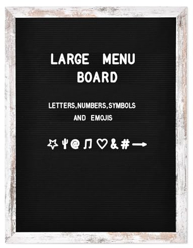 Large Black Felt Letter Board, 24 x 30 inches Changeable Letter Board with Letters, Numbers & Symbols, Wood Frame Black Felt Menu Board for Restaurant(ZMB-6080-1P)