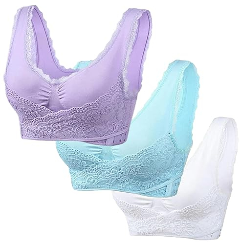 Kendally Comfy Corset Bra for Women UK Push Up Bras Non Wired Bras Padded Full Cup Bras Sexy Lace Bralette Front Fastening Bras Comfort Camisole Gym Bra Workout Sports Bra Plus Size