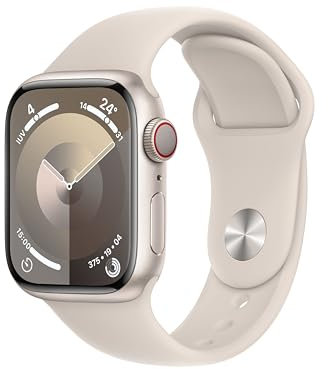 Apple Watch Series 9 GPS + Cellular 41mm Smartwatch con cassa in alluminio color galassia e Cinturino Sport galassia - S/M. Fitness tracker, app Livelli O₂, display Retina always-on