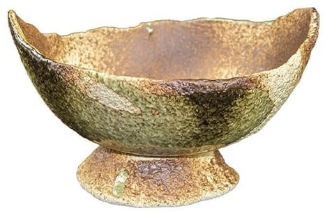 Vaso per bonsai Giapponese Morrisan ovale in gres smaltato giallo-verde 13,5x11,5x4-5 cm - B14-16