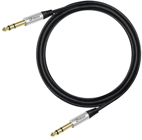 DTECH Electric Guitar Cable TRS 1/4 Instrument Cord 1.5M | Aux Balanced Stereo Jack Quarter Inch 6.35mm for Speakers Amplifier Bass AMP Studio Audio Monitor Mixer