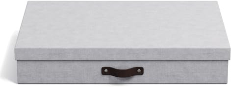 BIGSO SVERKER Dokumentenbox A3 – Aufbewahrungsbox mit Deckel und Griff – Schreibtischablage für Unterlagen, Skizzen & Dokumente – Archivbox aus recycelter Faserplatte und Papier – hellgrau