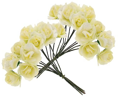 PRETYZOOM Künstliche Papierblumen Deko Klein Cremweiß Langlebig Realistisch Tischdekoration Wohnzimmer Büro