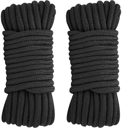 KINGLAKE 10MM Soft Cotton Rope 2 Pack 33Ft/10M Black Rope Thick Rope for Plant Hanging, Hanging Clothes, Crafts, Wrapping, Binding Luggage and Home Decoration