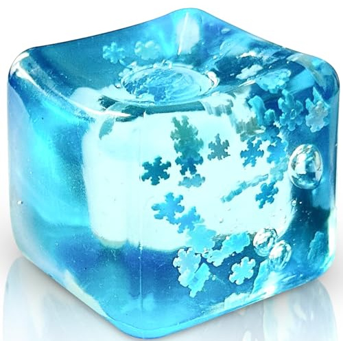 Stress Balls Ice Cube with Snowflakes Inside for Your Best Mellow and Chill, Snow Pieces Silent Nice Square Shape Anxiety Sensory Squishy Fidget Toy Slow Rise, Classroom Prizes, Calming Kids Adults