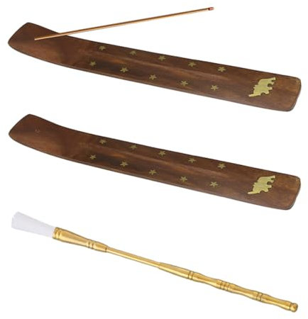 2 varillas de incienso, 1 cepillo de incienso de latón, soporte para varillas de incienso de sándalo, soporte para incienso, soporte para incienso para el hogar