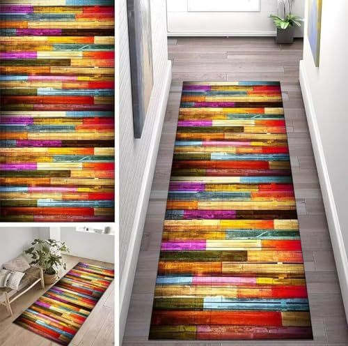 ZUZEKU Läufer Flur Küche Waschbar rutschfest 60X90cm Bunt Lang Küchenteppich Flurteppich Teppich Fur Korridor Wohnzimmer Schlafzimmer Meterware Anpassbar