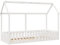 vidaXL Kinderbett, Bodenbett mit Rausfallschutz Lattenrost, Hausbett für Jungen Mädchen, Holzbett Bett Kinderzimmer, Weiß 80x200cm Massivholz Kiefer
