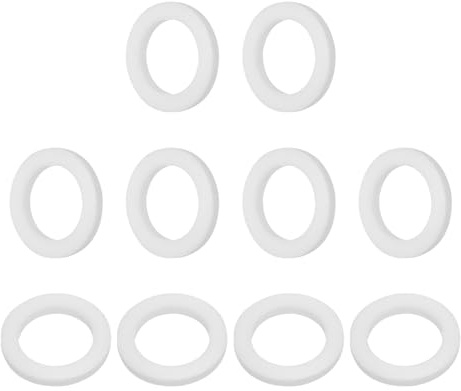 PATIKIL 10Pcs Arandelas Planas de PTFE 0.47 ID x 0.71 OD x 0.08 de Grosor Espaciador de Sellado Junta Brida para Máquinas Válvulas de Tuberías Petróleo y Gas, Blanco (12x18x2mm)