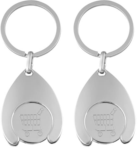 Lotsdonxia 2PCS Metal Shopping Cart Token Keychain Sturdy and Stable Aluminum Alloy Small Gift Pendant Suitable for Travel Souvenirs, Birthday Gifts