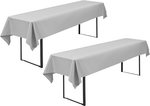 FXKS 2 Bier Tischdecken für Rechteck Tische, Hellgrau, 110x260 cm | Polyester Tischdecke, Waschbare und Langlebige Tischdecke Tischdeckes für Garten Partys Geburtstagsfeier oder Grill