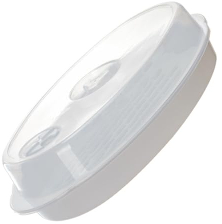Homoyoyo Cuiseur Vapeur Blanc avec Couvercle pour Cuisson Vapeur Micro-ondes Plat en Pp Facile à Laver avec Trou D'évacuation pour Légumes et Poisson