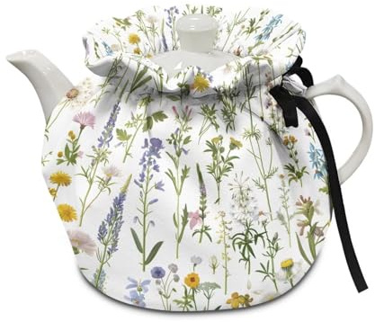 Buxolandt Tea Cosy for 0.5-1 L Teapot,Daisy Heat-Resistant Teapot Cover w/ 3-Layer Padding, Machine Washable & Foldable for British Breakfast & Coffee Time