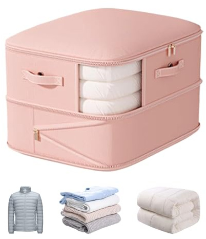 Eventerde Organisateur De Compression Auto, Sacs de Rangement Sous Vide, Sac de Gain de Place 2 Couches avec Fermeture Éclair pour Vêtements Couettes Oreillers Maison Voyage Placard Mariage