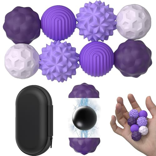 VPAFPEKG 8 stycken magnetiska Fidget-leksaker, magnetkulor, anti-stressbollar i silikon, sensoriska leksaker, magnet, stressboll med silikonfodral, sensorisk leksak, anti-stress Fidget-leksaker för