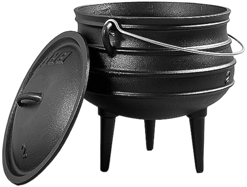 Cauldron 0.8L Brujas Cauldron con tapa y manejo de la olla de fuego lento de hierro fundido con 3 piernas largas para la chimenea de cocción de carbón Decoraciones de Halloween estilo 1, hornos holan