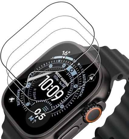 NUCNOK 3 Pack Protector Pantalla para Apple Watch Ultra 3,Hidrogel Film HD Transparente Flexible Película,Cobertura Completa,Sin Burbujas,Antiarañazos