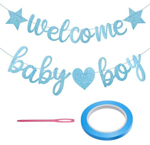 1 st välkommen hem baby dekoration pojke blå välkommen baby pojke banner välkommen baby banner girlang välkommen hem spädbarn banderoll för baby party hem mottagning hem dekoration blå