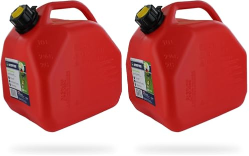 SCEPTER - Jerrican Avec Bec Verseur PRO - Pour Eau, Carburants, Lubrifiants Et Plus - Bouchon Dévissable - Plastique - 10 L - Rouge (Lot de 2)