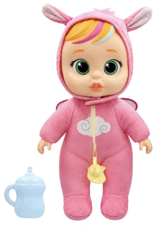 CRY Babies REAL Love Hannah Babypuppe Puppe, die die Augen öffnet und schließt, mit leuchtenden Tränen und 2 enthaltenen Zubehörteilen Kinder ab 3 Jahren.