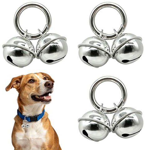 FQAKTB 3 Campanelli per Cani e Gatti con Anello a Molla, Campanelli per Cani e Gatti, Pet Ciondoli Campane, Argento