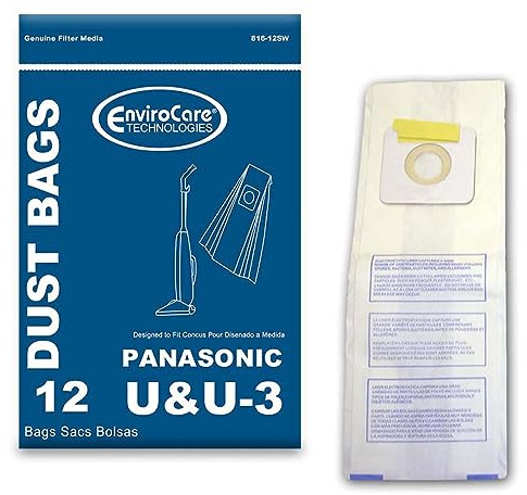 EnviroCare Replacement Vacuum Cleaner Dust Bags Designed to fit Panasonic Types U, U-3, U-6 12 bags