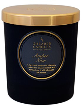 Shearer Candles Amber Noir Scented Jar Candle with Gold Lid, Black, 7cm l x 7cm w x 8.4cm h