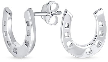 Tiny Good Luck Hästsko Ridsport Örhängen för Kvinnor Tonåring Examen 925 Sterling Silver