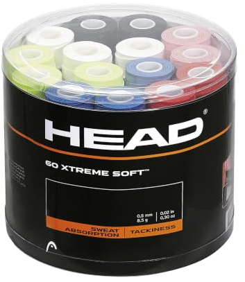 HEAD Extreme Soft Racquet Overgrip 60 Pack - Assorted Jar of Tennis Racket Grip Tape