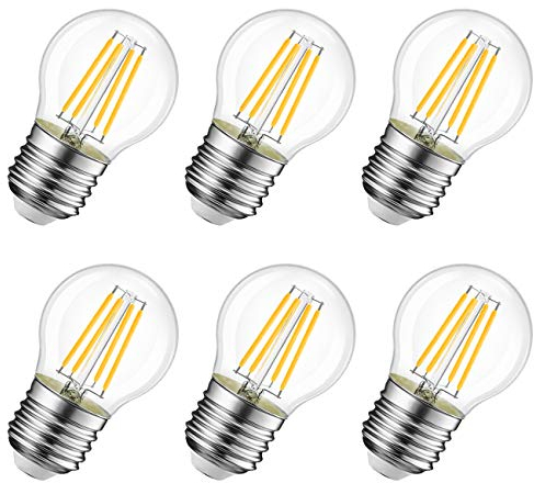 LVWIT 5.5W E27 Filament LED Edison Lampe G45, 2700K Warmweiß, Ersatz für 60W Glühlampe, ultrahell 806 lm, nicht dimmbar, Rustikalampe Filamentstil klar (6er Pack)