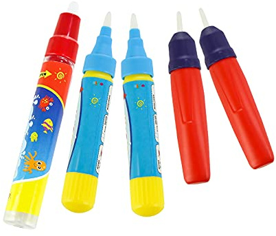 Water Magic Replacement Drawing Pens Pack of 5 Pens and Pen Brushes for Kids Doodle Mat Water Drawing Mats Water Doodle Books