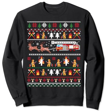 Firefighter Ugly Christmas Sweater, Fireman Fire Firefighter Sweatshirt