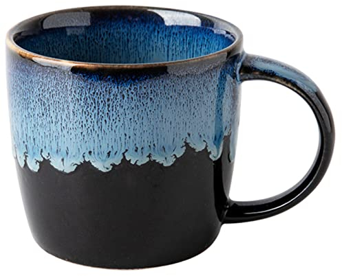 Biigming Tazza da Caffè in Ceramica Blu 350ml per Ufficio e Casa Lavabile in Lavastoviglie e Microonde Manico Grande Regalo per Natale Festa della Mamma Halloween Compleanno(2)