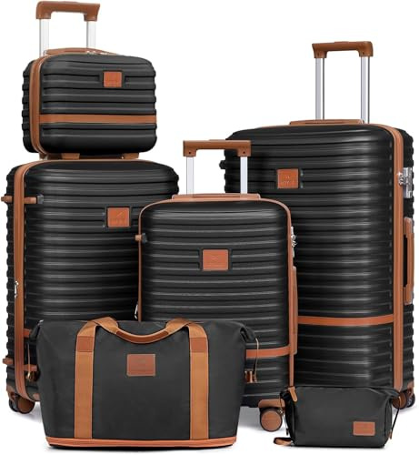 Joyway Juego 6 Maletas ABS, TSA, Ruedas 360°, Bandolera y Bolsa de Viaje