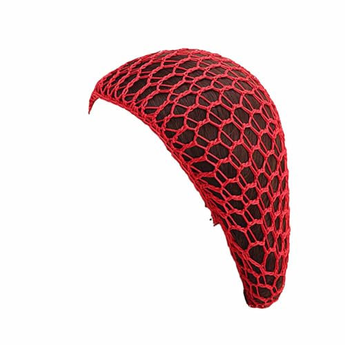 BrightGlow Schlafende Haarnetze Gehäkeltes Haarnetz Schlafmütze Lange Haare Damen Mesh-Häkel-Haarnetz Schlaf-Haarnetz Wiederverwendbar Netz Haarnetz für Frauen Mädchen Rot Einheitsgröße