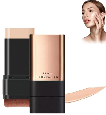 Synthetic Foundation Stick, 2 in 1- Luxury Anti-Wrinkle Foudation Stick, Double Head Foundation Stick, Korea Flawless Eraser Foundation Stick with Brush, Stick Foundation Makeup (Natural Colour)