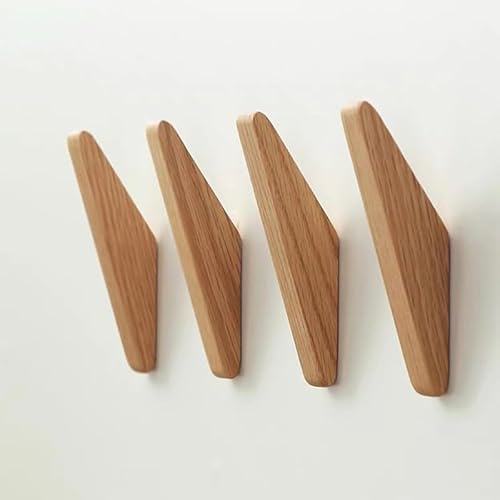 A Set of 4 Hooks, Natural Oak, Wall Mounted Hangers, Used for Hanging Hats, Towels, Dresses, Modern Rural Decorations, etc
