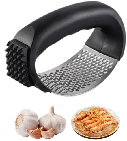 Knoblauchpresse aus Edelstahl, Knoblauchpresse im Neuen Stil, Tragbare Manuelle Knoblauchpresse für Haushaltsküchengeräte, Zum Zerkleinern von Knoblauch (1 PCS)