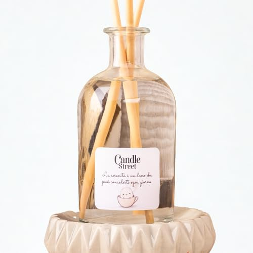 Candle Street | La Serenità | Profumatore per Ambienti con Bastoncini | Fragranza Ambra, Sandalo e Patchouli | Lunga Durata | Made in Italy | Diffusore Rilassante per Armonia e Benessere (Grande)