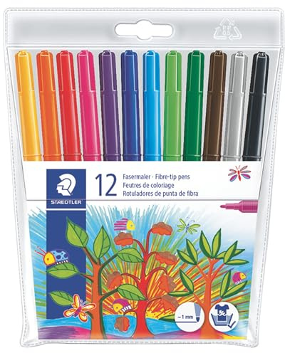 STAEDTLER STAEDTLER 325 WP12 Noris Club fiberpenna i mjuk plastketui, 12 stycken