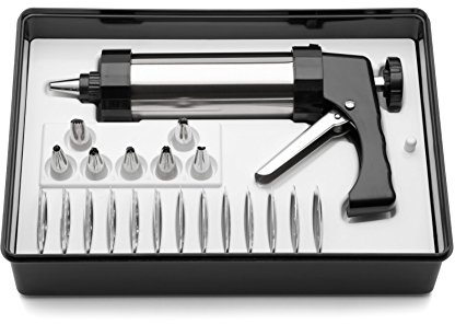 Weis 19500 – Prensa para Galletas Set para Masa Delgado, Acero Inoxidable, Plata/Negro, 25 x 15 x 5 cm