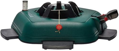 Krinner Christmas Tree Genie Large - Green Tree Stand - Original Single Cable Operation, Holds up to 8 ft Live Trees - Foot Pedal Setup & Water Reservoir with Level Indicator
